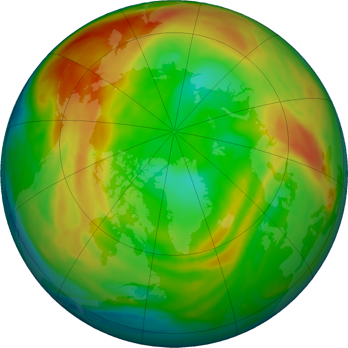 Arctic ozone map for 08 February 2022